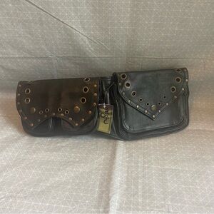 NWT Mishu Boutique Black Leather Studded Utility Belt M